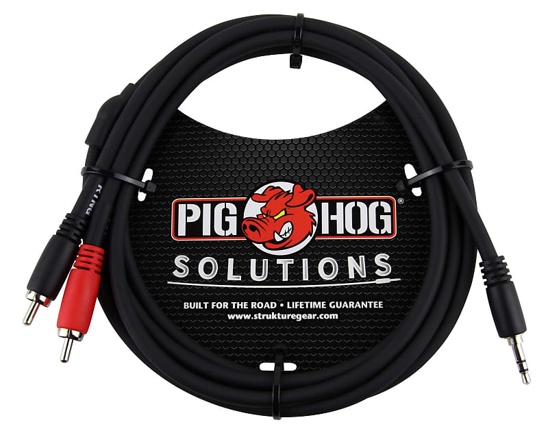 Pig Hog Solutions Stereo Breakout Cable, 3.5mm to Dual RCA - 6-FEET image 1