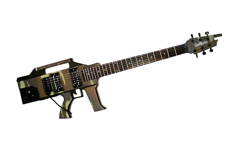 Glen Burton GE47-CAM Basswood Body Maple Neck AK47 Machine Gun 6-String  Electric Guitar w/Bag, Strap, Picks & Wrench