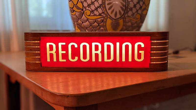18" Studio Warning Sign - "Recording", Red bg image 1