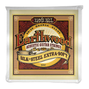 Ernie Ball 2047 Earthwood 80/20 Bronze Silk And Steel Extra Soft Acoustic Guitar Strings (10-50)