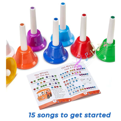 Hand Bells Set 8 Note Handbells Set Colorful Diatonic Metal Bells Musical Toy Percussion For Kids Toddlers Children Musical Teaching Church Chorus Wedding Family Party image 3
