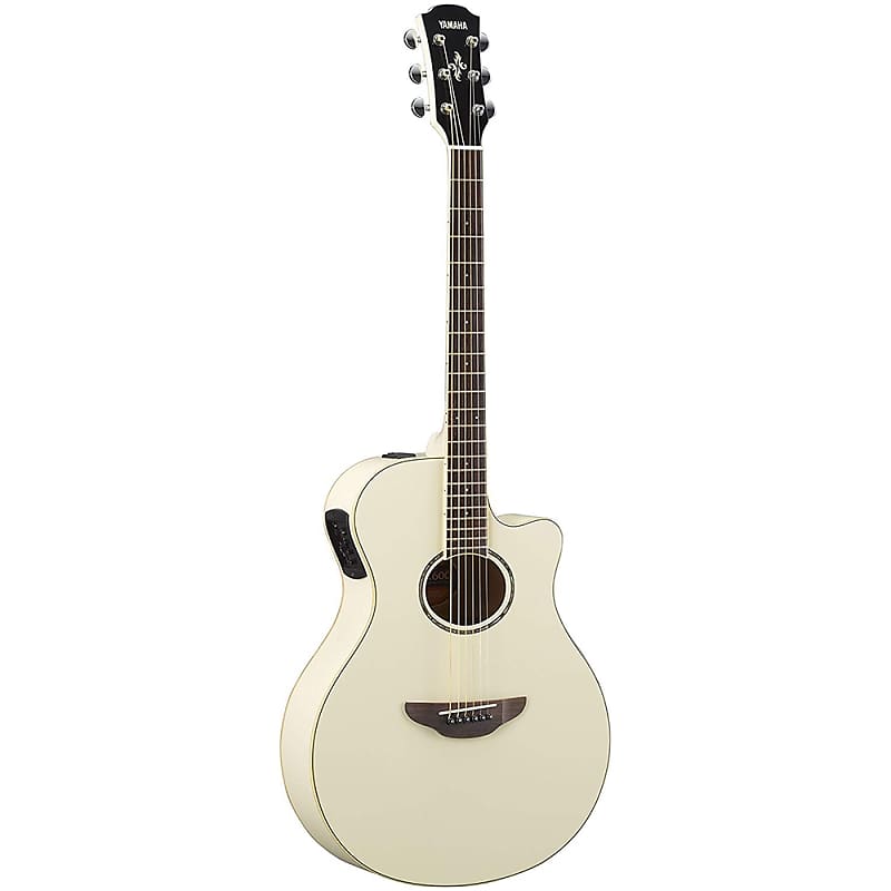 Yamaha APX600 Thinline Acoustic-Electric Guitar Rosewood Fretboard Vintage White image 1