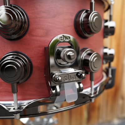 DW USA Collectors Series 7 x 14" Pure Cherry HVLT Shell 20-Lug Snare Drum w/ Black Nickel Hdw. (2023) image 7