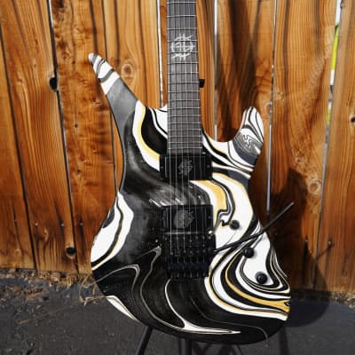 Schecter USA CUSTOM SHOP Synyster Gates Signature-FR - Black/White/Gold Swirl 6-String Electric Guitar w/ Case - Autographed - (2023) image 4