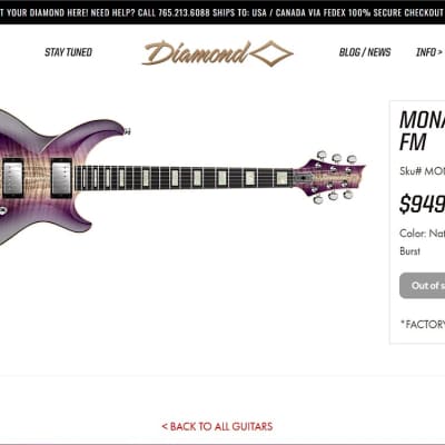 DBZ Diamond Monarch MONFM-15 Amethyst Burst electric guitar w/ faux lizard HSC image 13