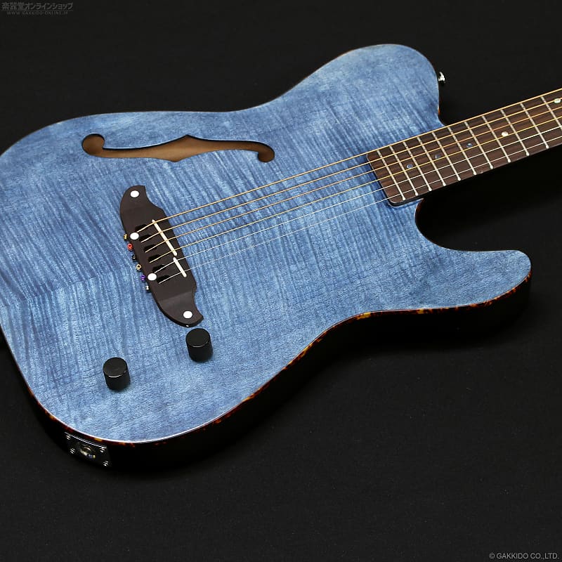 Schecter Japan Original Line OL-FL, Thinline Style Acoustic-Electric, Flame  Maple, Satin See Thru Blue