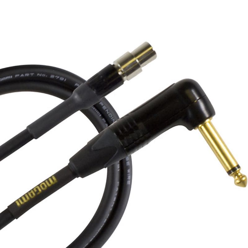 Mogami Gold Belt-Pack Cable with TA4F Plug to 1/4" Right-Angle Connector for Shure Wireless System (18") image 1