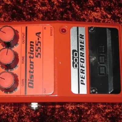 used vintage (1980s) DOD 555-A Distortion (Analog) Performer Series (red casing), + two 9v batteries, strings, extrra foam, and two extra battery CLIPS (NO Box / NO paperwork) image 3