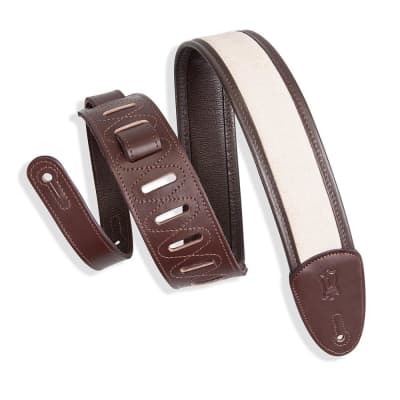 Levys 2.5 Inch Lux Padded Hemp Traditional Strap Dark Brown Natural image 1