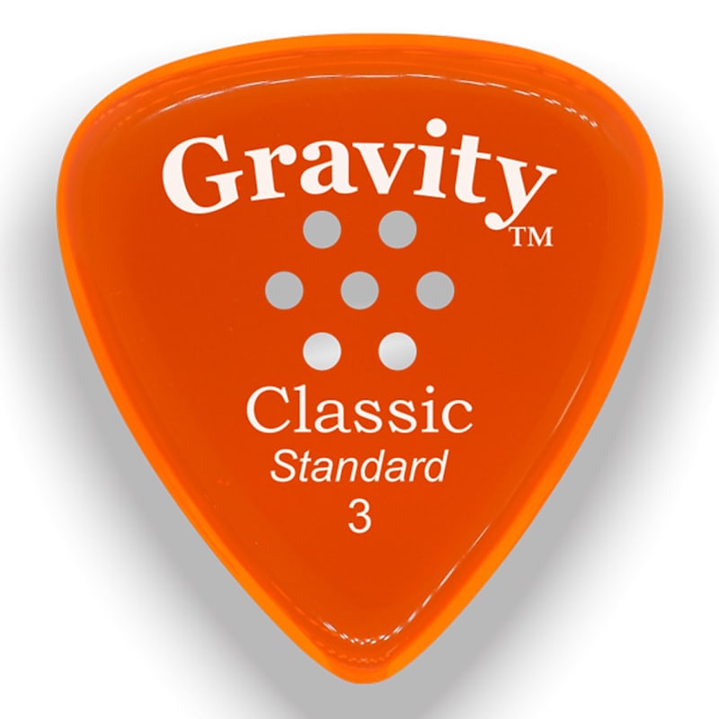 Gravity Picks Classic Standard Multi-Hole Polished Pick, 3mm, Orange image 1