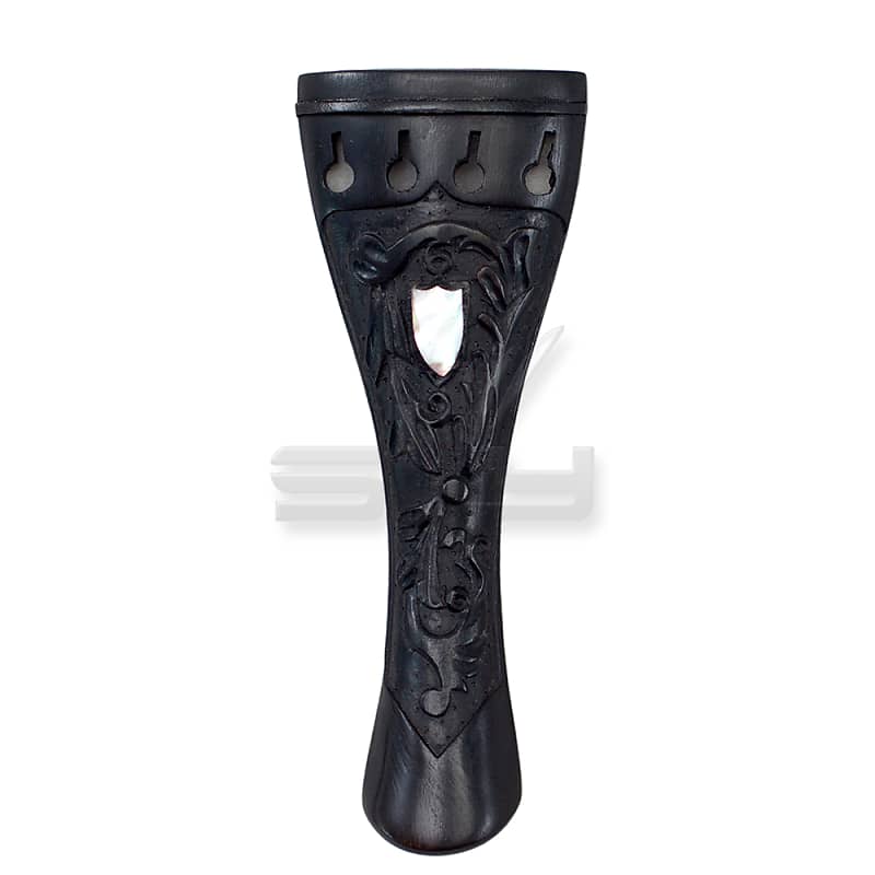 Sky New High Quality 4/4 Full Size Ebony Violin Tailpiece Carved Shell Inlay image 1