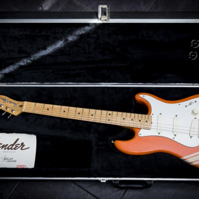 1982 Fender USA Bullet S3 Stratocaster Telecaster Competition Orange guitar with original hardcase image 2
