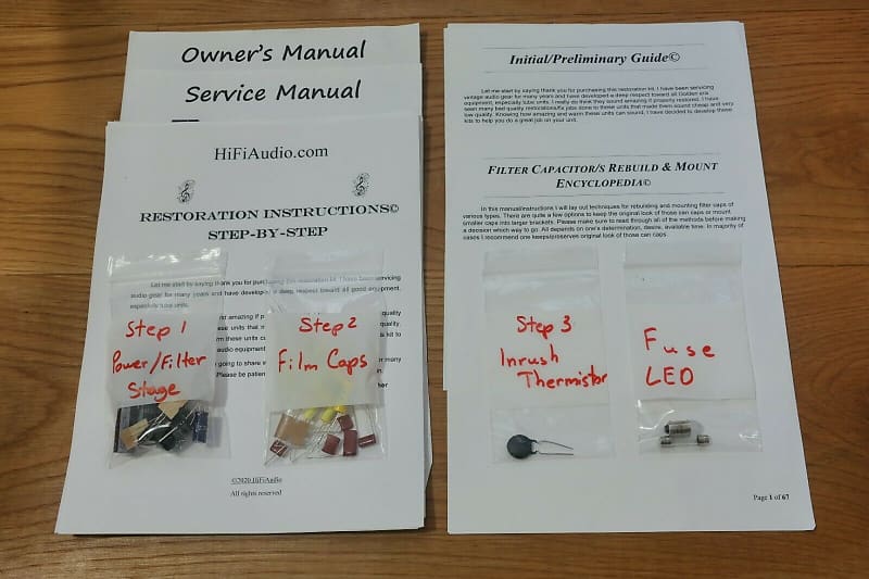 Sherwood S-1060 restoration kit filter capacitor repair rebuild fix  			