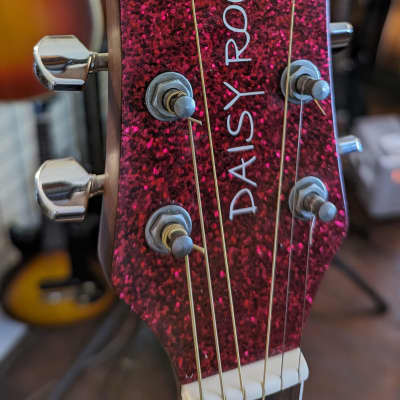 Daisy Rock 6225 Deep Pink Sparkle Acoustic Electric Guitar image 5