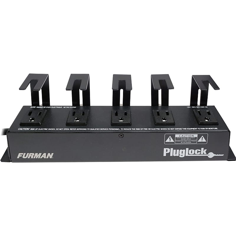 Furman PLUGLOCK - 15-Amp Power Distribution Strip with 5 Spaced Locking Outlets  			