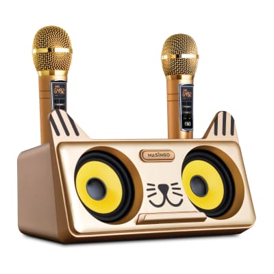 MASINGO Portable Kitty Cat Karaoke Machine for Kids, Children, and Toddlers with 2 Wireless Bluetooth Microphones, PA Speaker System, Includes Singer Vocal Removal Mode for Boys and Girls, Spinto G3 image 1