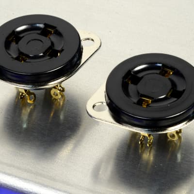 Two Four Pin Black Phenolic & Gold Vintage Style Tube