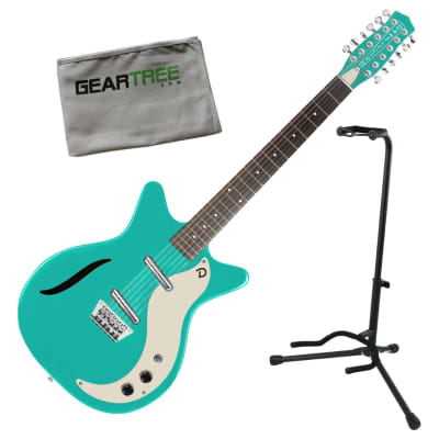 Danelectro 59 Vintage 12 String Electric Guitar Dark Aqua w/ stand and cleaning cloth image 2