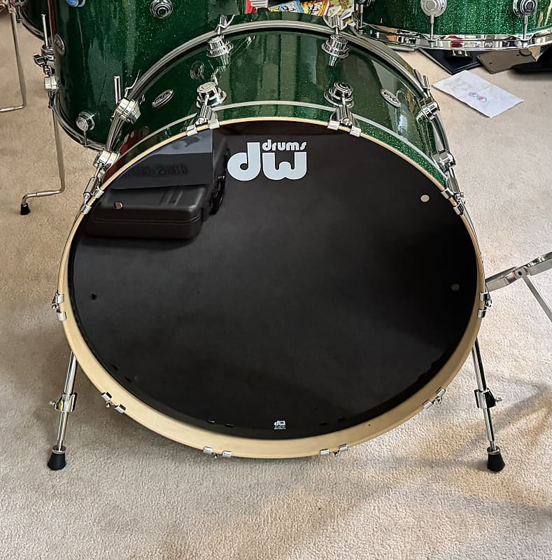 DW Collectors Maple 26x14 Bass Drum - Green Glass Wrap | Reverb