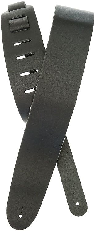 D'Addario 2.5" Basic Classic Leather Guitar Strap - Black image 1
