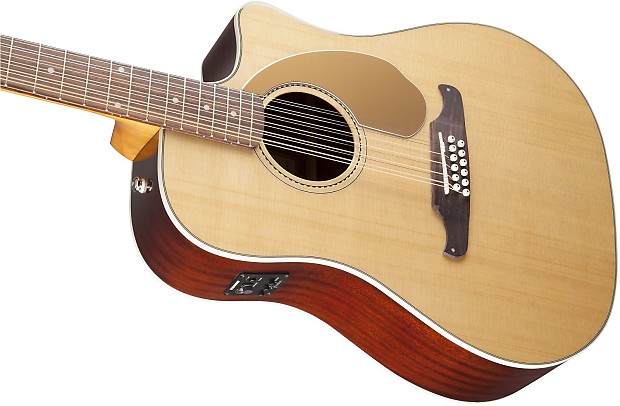 Fender Villager SCE 12-String Solid Spruce/Mahogany Cutaway Dreadnought w/ Electronics Natural image 6