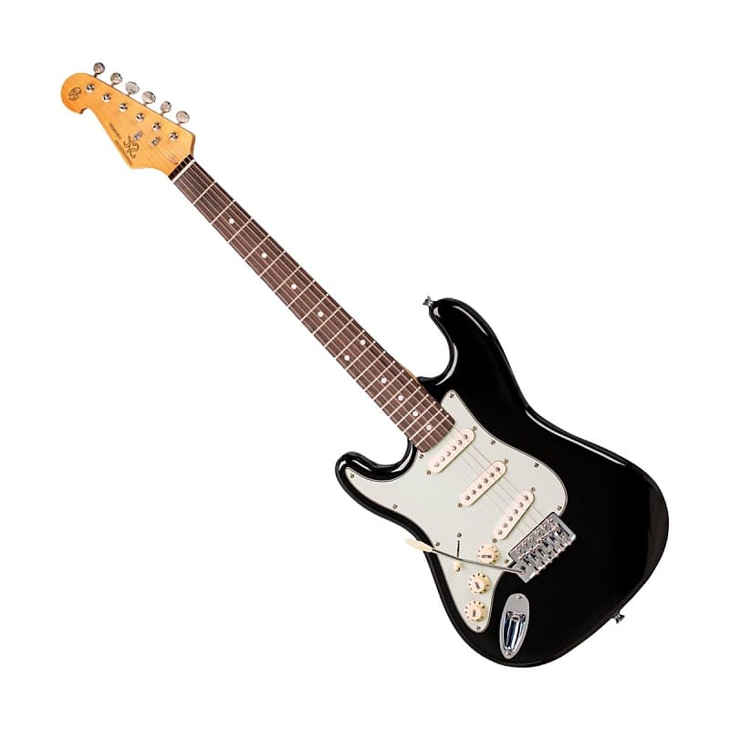 SX 3/4 Size Left Handed SC Style Electric Guitar Black VES34LHB image 1