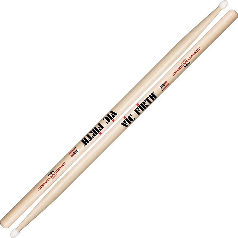 Vic Firth (Pair) American Classic Hickory 5A Drumsticks, Nylon Tip image 1