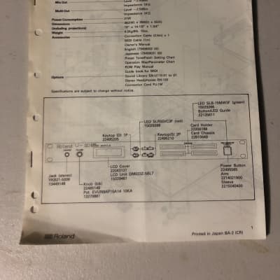 Roland U-110 PCM Sound Module Service Notes