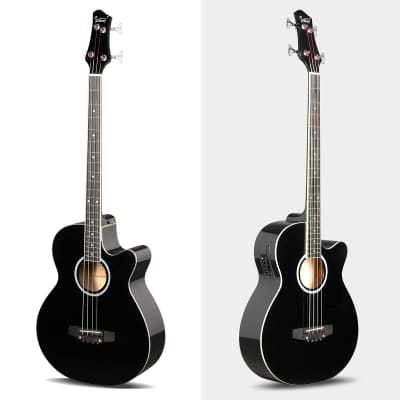Glarry GMB101 4 string Electric Acoustic Bass Guitar w/ 4-Band Equalizer EQ-7545R 2020s - Black image 5
