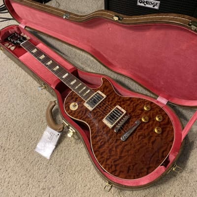ROOT BEER 🍺! 2020 Gibson Custom Shop M2M Les Paul Standard '59 Historic Reissue Trans Brown Burst Sunburst Natural Walnut Back R9 1959 59 Figured F Quilt Q Top Full Gloss ABR-1 Killer Quilt Special Order 5A CustomBuckers Made To Measure Japan Supreme image 22