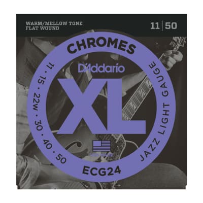 D'Addario ECG24 Chromes Flat Wound Strings, Jazz Light, 11-50 image 1