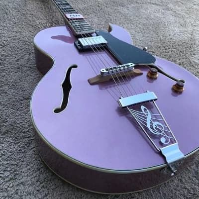 Metallic Purple Custom Hollow Body Jazz Guitar Body, Rosewood Fingerboard, Maple Neck image 1