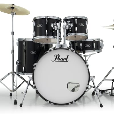 Pearl Roadshow 5-Pcs Drum Set w/ Hardware & Cymbals - 22/10/12/16/14 Jet Black