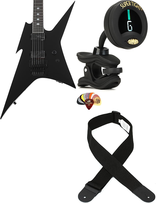 B.C. Rich Ironbird Extreme MK-2 with Floyd Rose Electric Guitar - Black  Bundle with Snark ST-8 Super Tight Chromatic Tuner... (4 Items) image 1