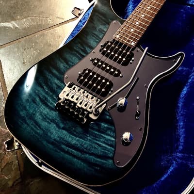 Vigier Excalibur Custom NAMM 2020 Deep Blue Flame Top Electric Guitar & Hiscox Hardshell Case imagen 1