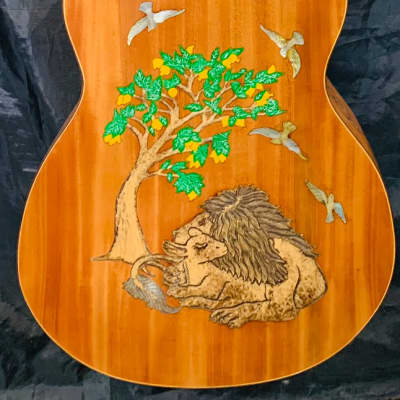 Blueberry  NEW IN STOCK Handmade Jumbo Acoustic Guitar Faith - Lion and Lamb Motif image 3