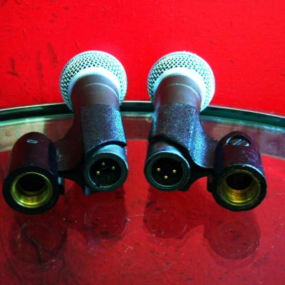 Two vintage American 1980's Shure SM58 Handheld Cardioid Dynamic Microphones Low Z w accessories image 13