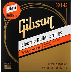 Gibson Vintage Reissue Pure Nickel Electric Guitar Strings, Ultra-Light 9-42 image 1