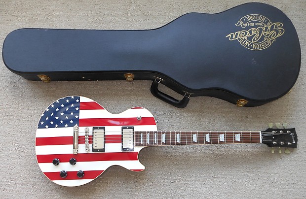 2001 Gibson Les Paul Stars & Stripes Red White Blue American Flag Electric Guitar & Case #17 image 1