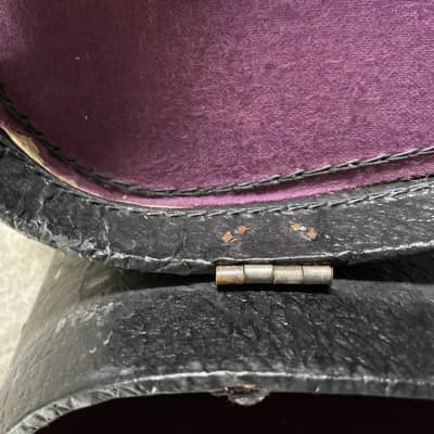 Vintage Antique Bull’s Head Tenor Parlor Guitar Case 1930’s-1940’s Black / Purple Gibson Martin Regal Lyon Healy Washburn image 11