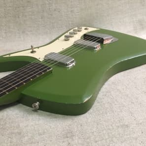 Vintage 1965 Airline Bighorn Green Solid Body Electric Guitar USA Made Kay + Original Gig Bag RARE image 11