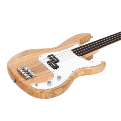Glarry Fretless Electric Bass Guitar Full Size 4 String for experienced Bass Players Natural image 3