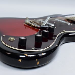 1960's Silvertone 1452 Danelectro Redburst Lipstick Pickup Electric Guitar image 3