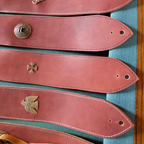 Well-Hung If Life Gives you Lemons 3" Wide Padded Leather Guitar Strap 2017 Indian Red / Maltese Cro image 5