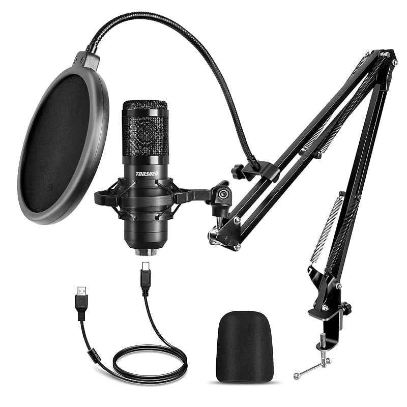 Pyle USB Microphone Podcast Recording Kit - Audio Cardioid Condenser Mic  w/Desktop Stand and Pop Filter - for Gaming PS4, Streaming, Podcasting