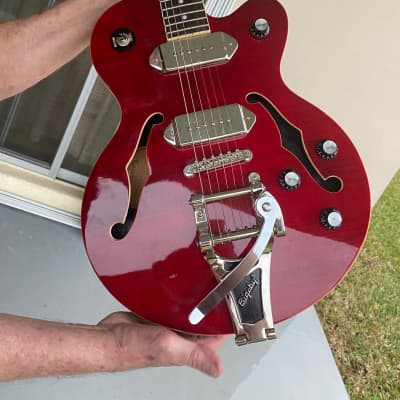 Epiphone Wine Red with reverse Bigsby to palm/wrist/elbow use WildKat Studio image 17