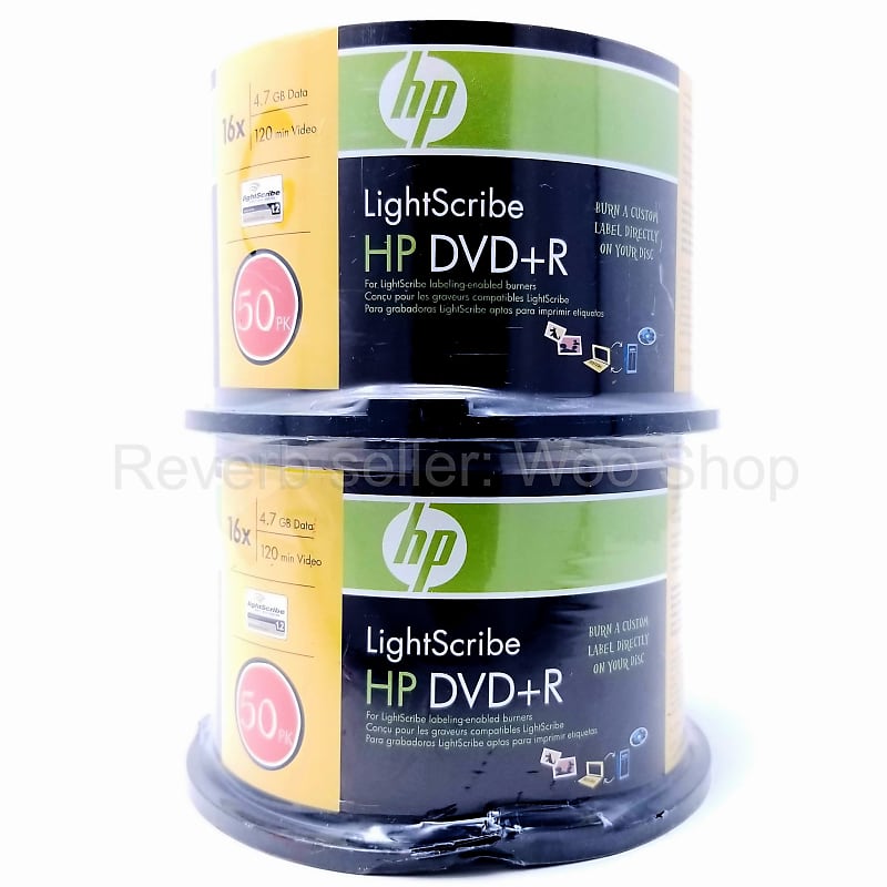 2 x HP LightScribe DVD+R 50-Pack Spindles 16x 4.7GB Data, Total 100 Discs  			