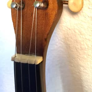 Vintage 100 year old banjo neck mounted on a mini telecaster body Tenor guitar 2018 Black image 11