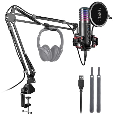 HyperX QuadCast - USB Condenser Gaming Microphone, for PC, PS4, PS5 and  Mac, Anti-Vibration Shock Mount, Four Polar Patterns, Pop Filter, Gain