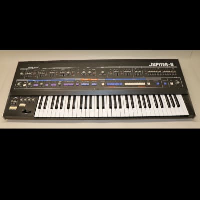 1983 Roland Jupiter-6 Polyphonic Synthesizer with Europa Mod + Stardust Dust Cover & Anvil Flight Case